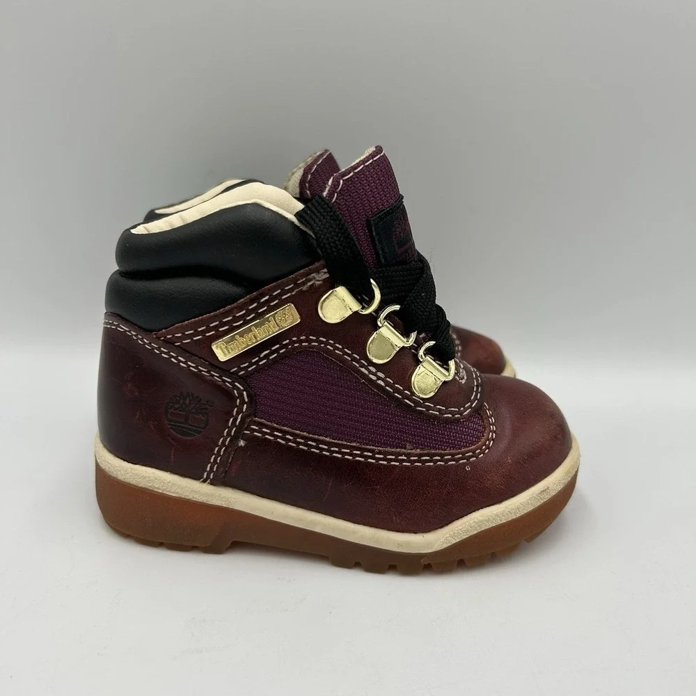 Timberland Toddler Boys Size 6.5 Burgundy Leather Lace Up Field Boots‎